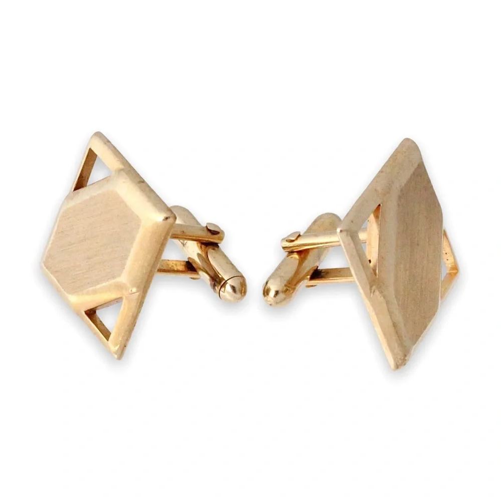 Vintage Swank Gold Plated Square Cufflinks Large Geometric Men’s Cuff Links